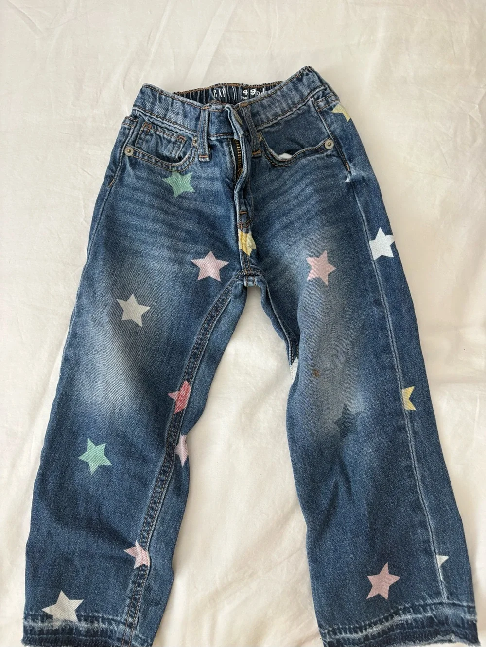 Gap girls 4T- Kids Star Print Denim Jeans - Multi Star on Blue